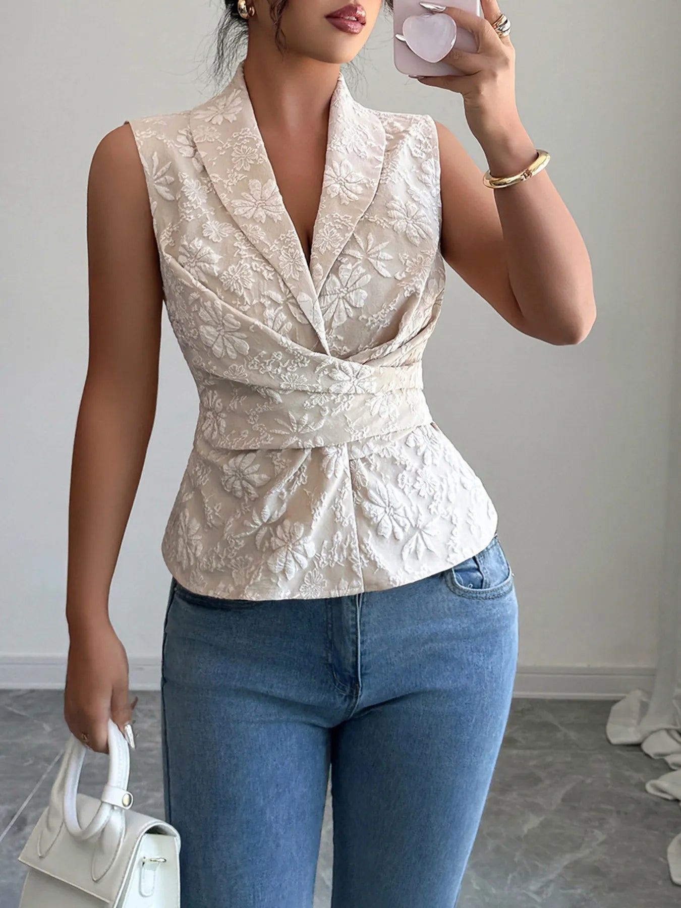 Flower Ruffled Sleeveless Tank Top