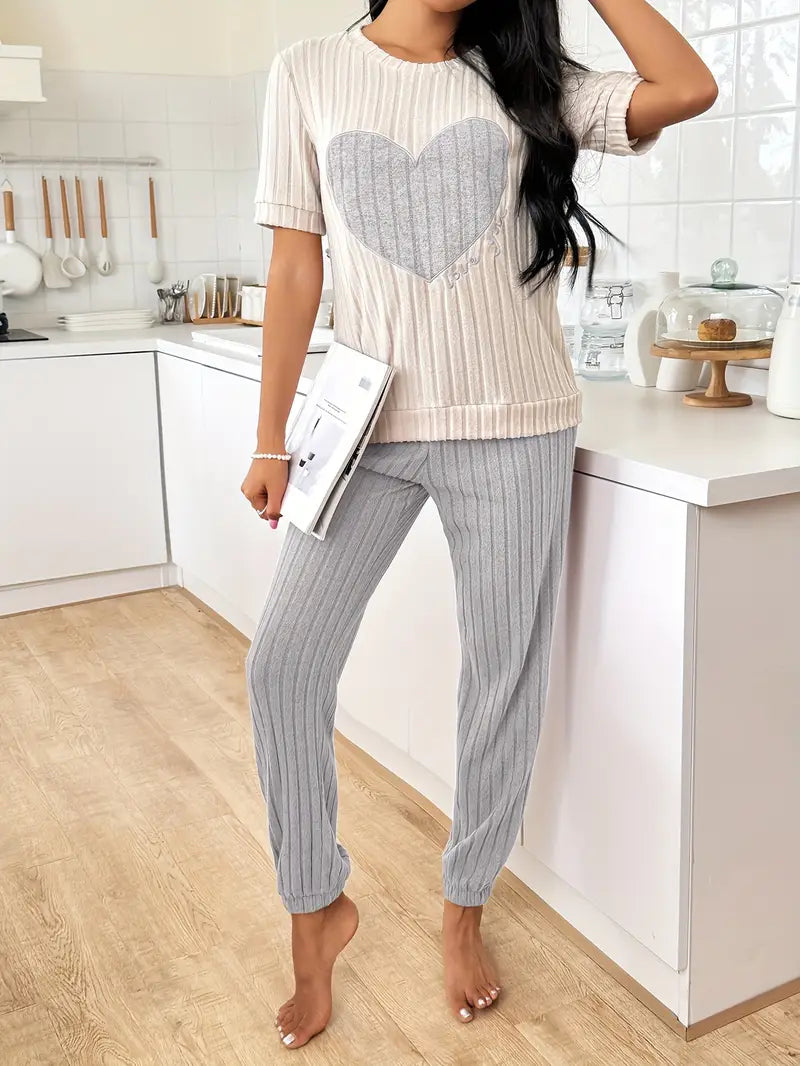 Amore Pajama Set in Ribbed Velour