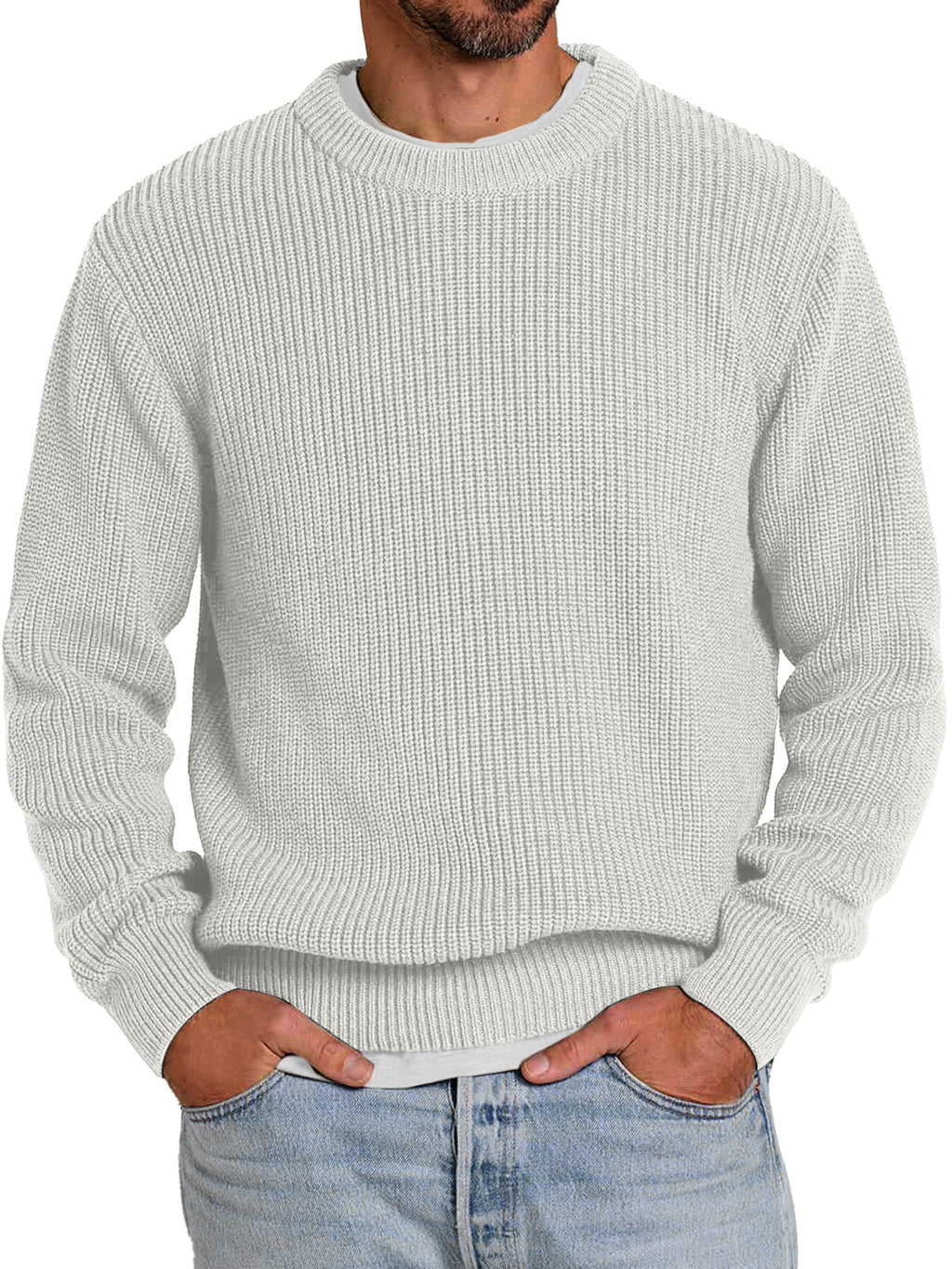 Oliener | Men's Casual Round Neck Solid Color Comfortable Knitted Sweater