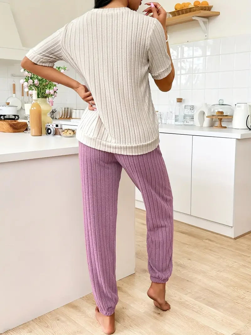 Amore Pajama Set in Ribbed Velour