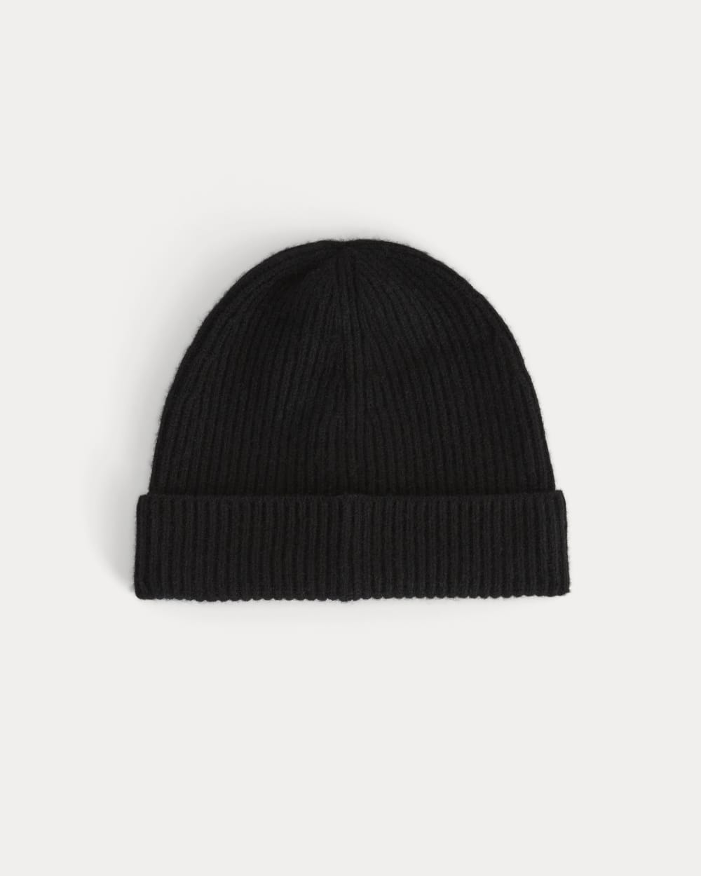 Cashmere Beanie with Ribbed Hem | Black