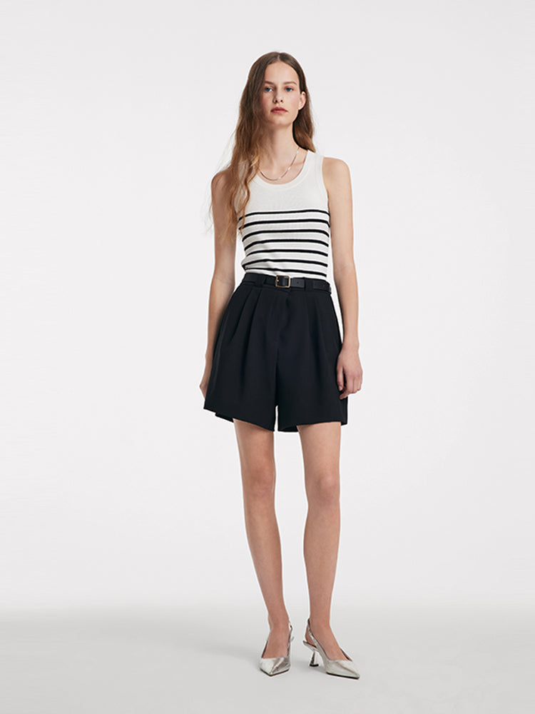 Tank top made of fabric with acetate and cotton stripes