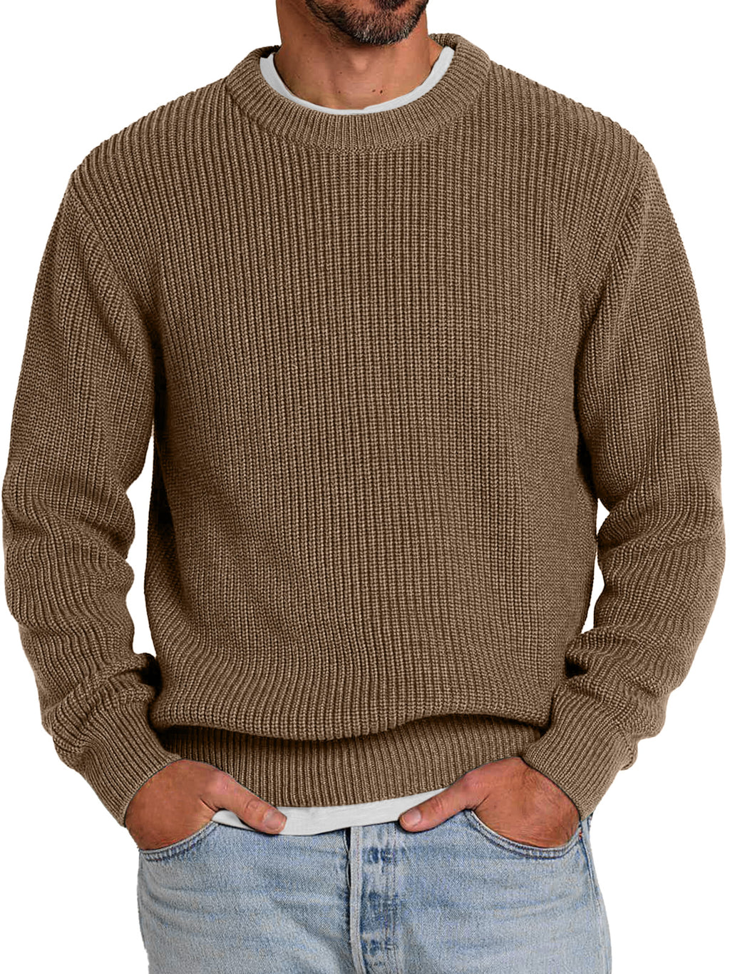 Oliener | Men's Casual Round Neck Solid Color Comfortable Knitted Sweater