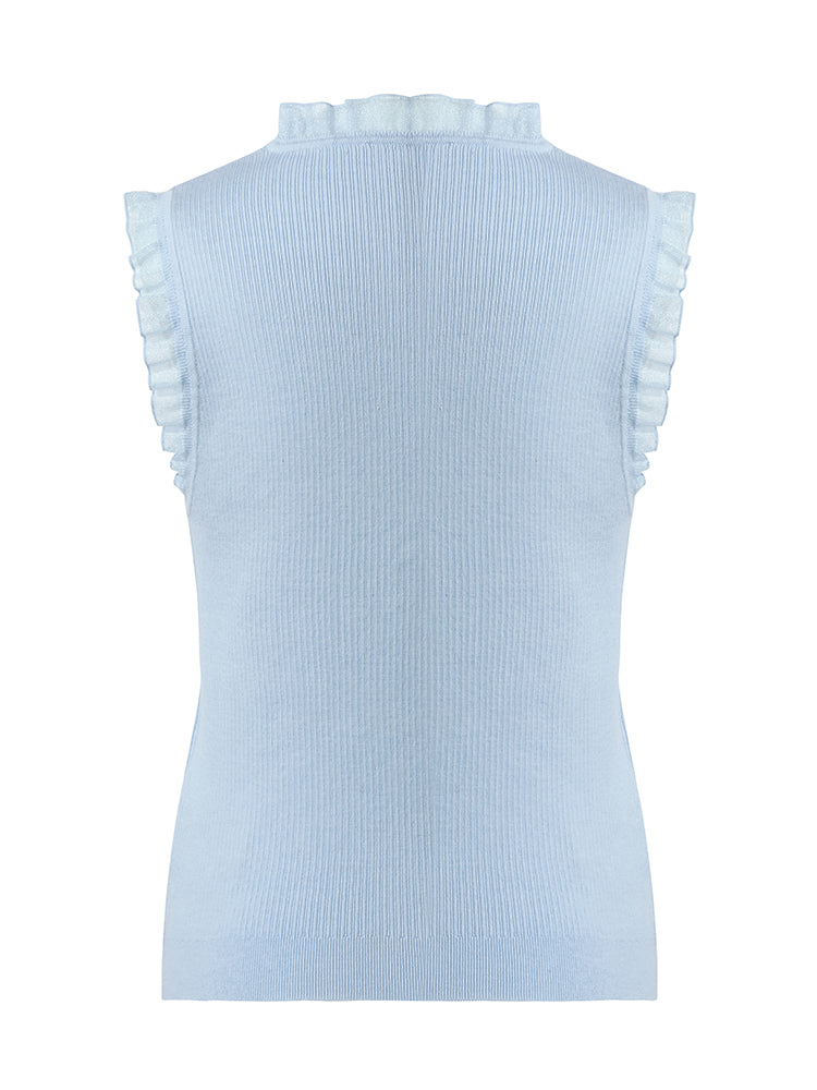 Women's Top with Ruffles Made of Tencel and Wool