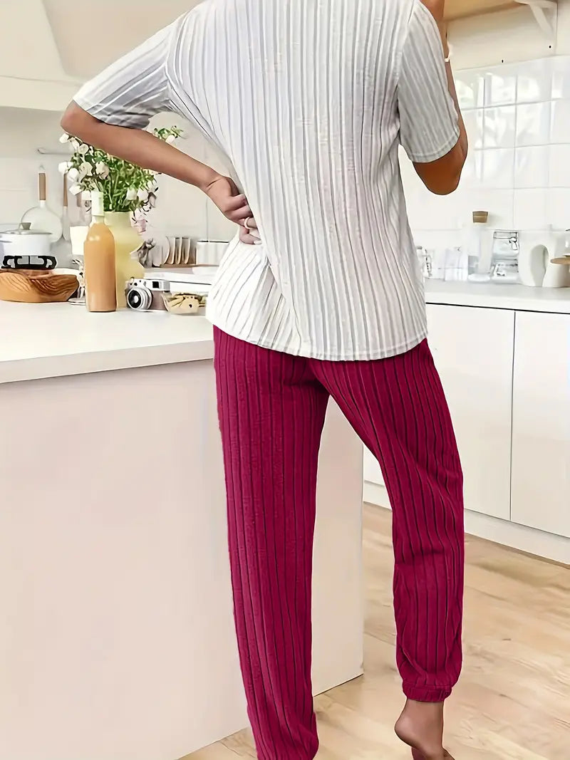 Amore Pajama Set in Ribbed Velour