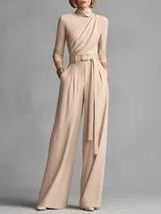 Gaoraina | Women’s Neutral-Colored Cotton Blend Knit Jumpsuit