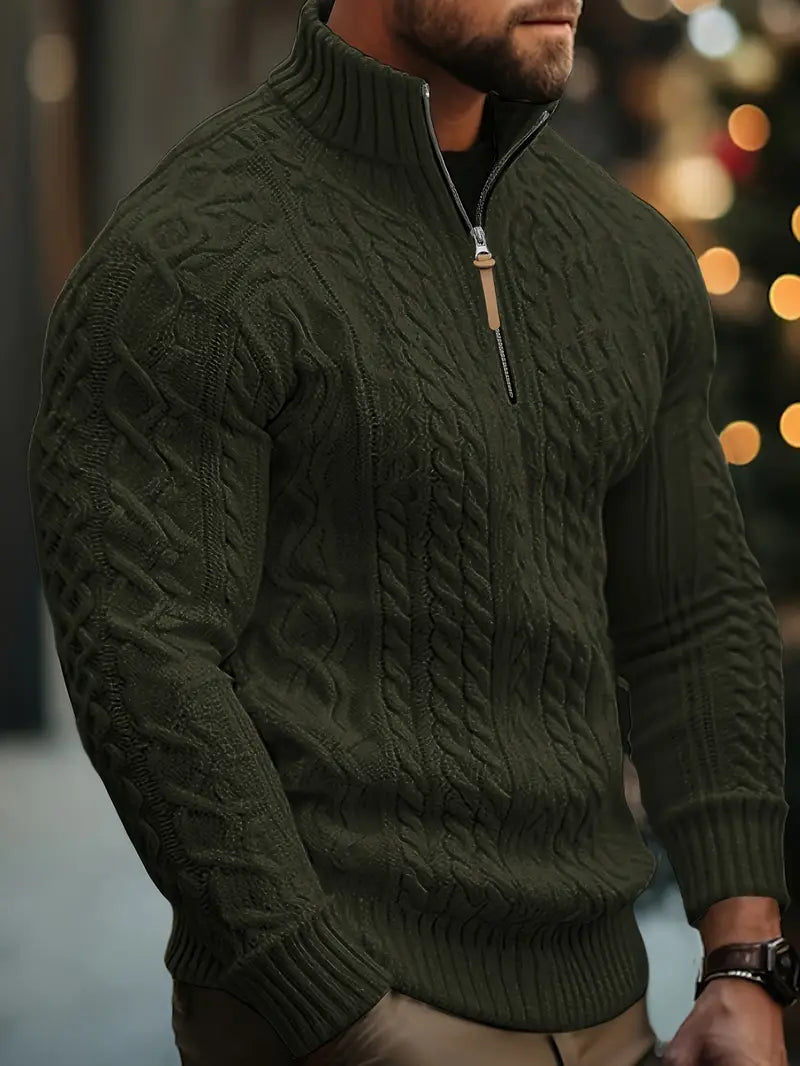 Rabada | Pullover with Half Zipper and Stand-Up Collar