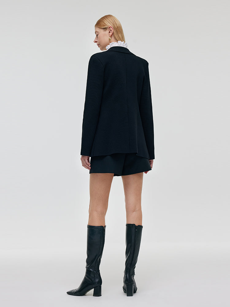 Women's Sweater Blazer with Stretchable Collar
