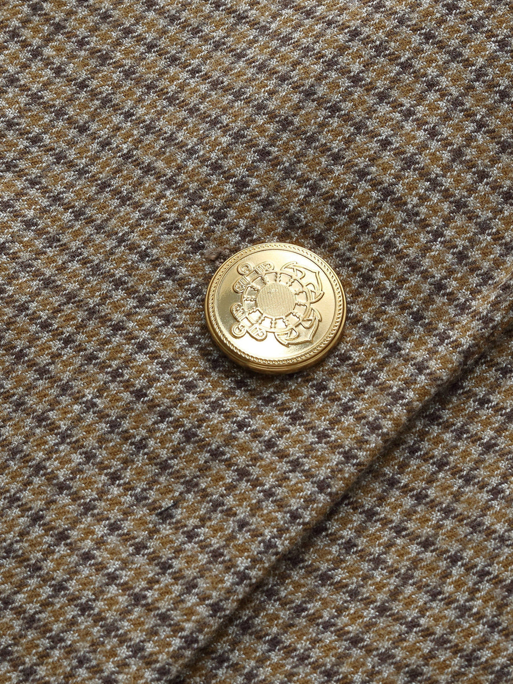 Women's Jacket with Check Pattern and Cut-Out Collar