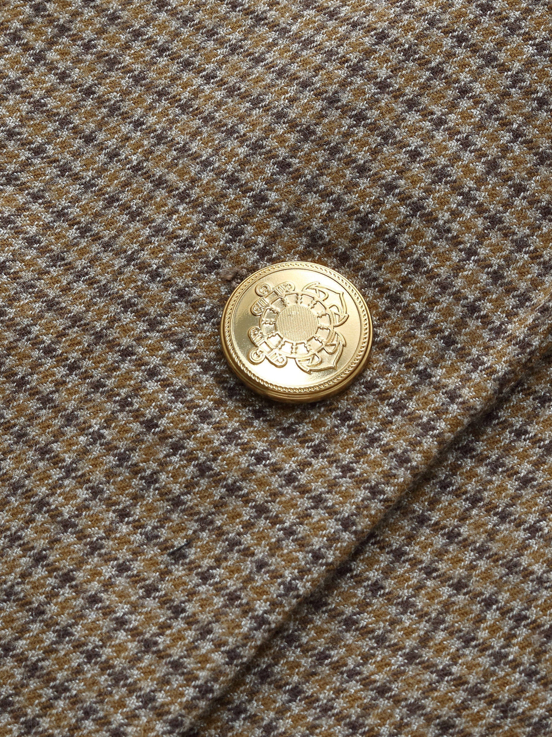 Women's Jacket with Check Pattern and Cut-Out Collar