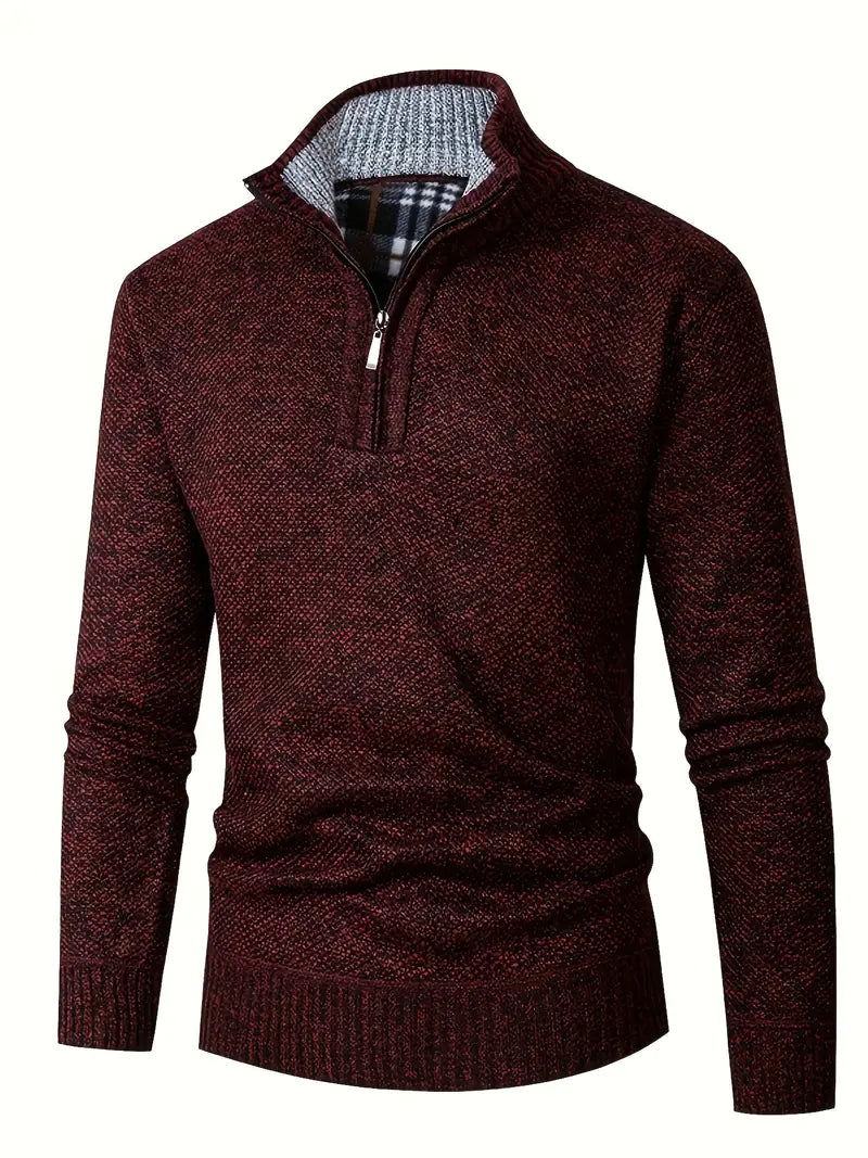 Ingram - Casual Pullover with Stand-Up Collar and Quarter-Zip