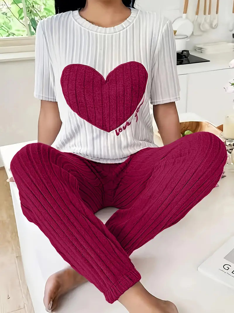 Amore Pajama Set in Ribbed Velour