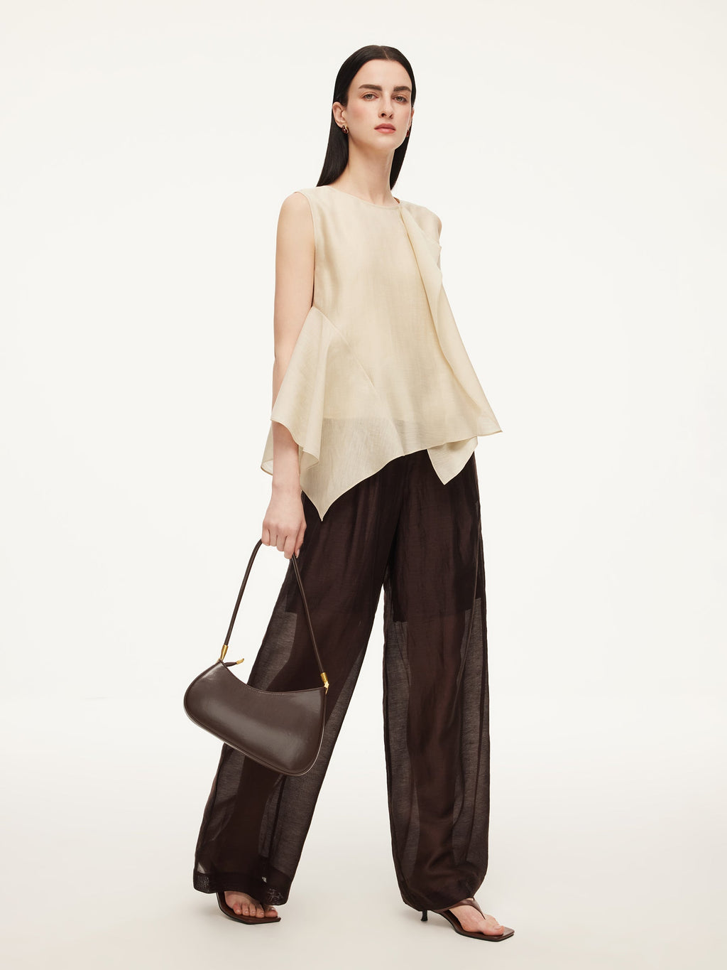 Women's top with ruffles made of lyocell blend