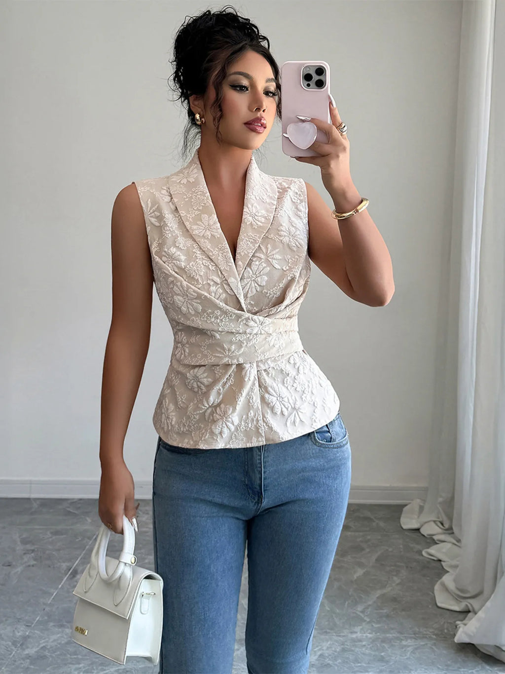 Karlie | Floral Ruffle Top without Sleeves