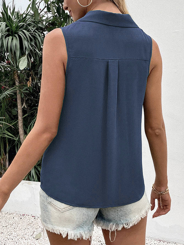 Lucy | Buttoned V-Neck Vest Top