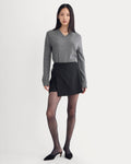 Mini Wrap Skirt in Tailor Twill Fabric | Black