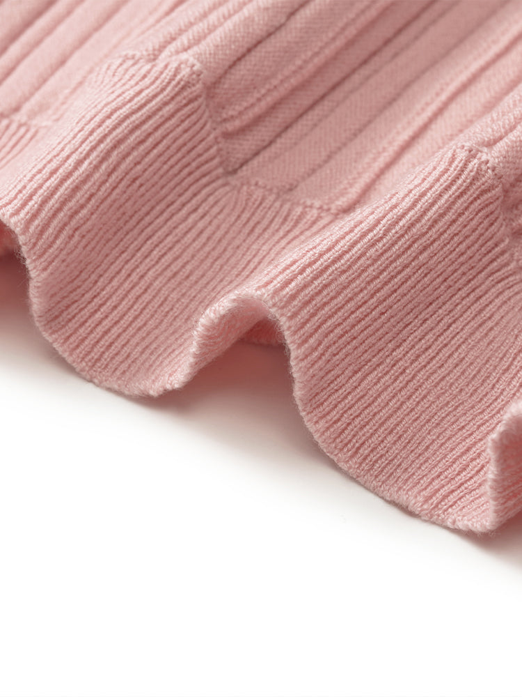 Women's Top with Ruffles Made of Tencel and Wool