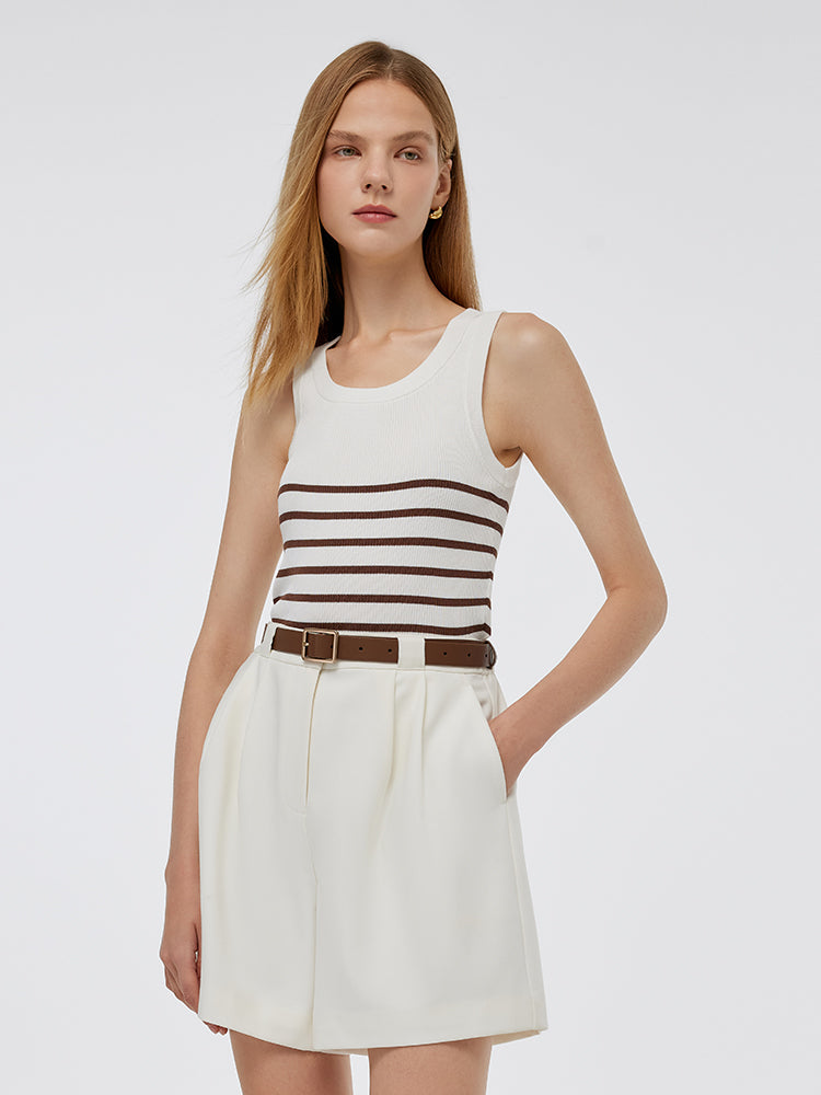 Tank top made of fabric with acetate and cotton stripes