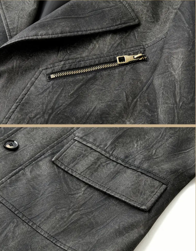 Julien – Leather Jacket with Locomotive Collar
