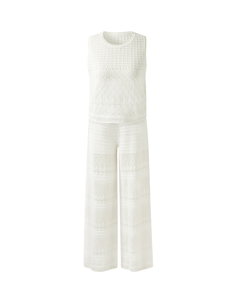 Cotton Top with Openings and Pants - Two-Piece Set