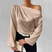 Fara | Elegant Asymmetrical Satin Blouse