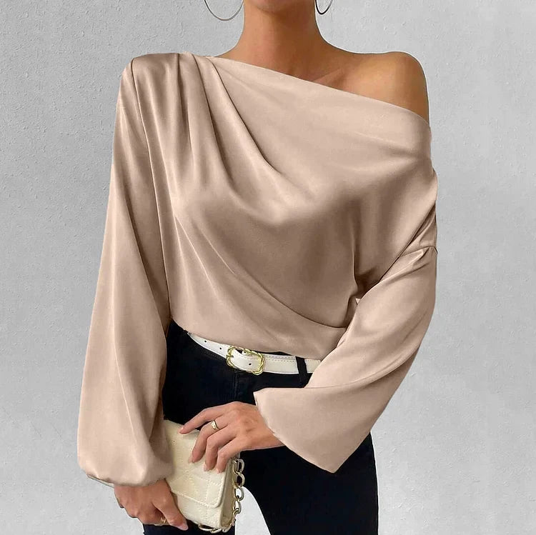 Fara | Elegant Asymmetrical Satin Blouse