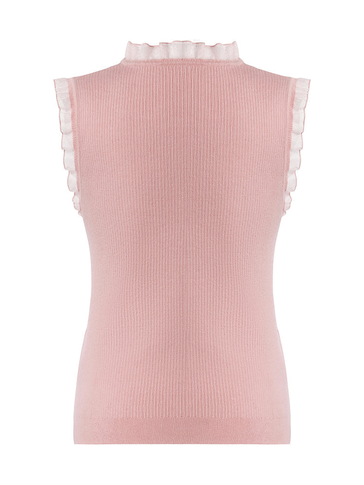 Women's Top with Ruffles Made of Tencel and Wool
