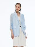 Women's Jacket Made from a Blend of Tencel and Linen with 3/4 Sleeves