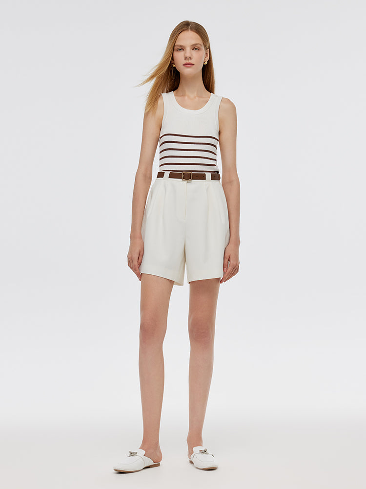 Tank top made of fabric with acetate and cotton stripes