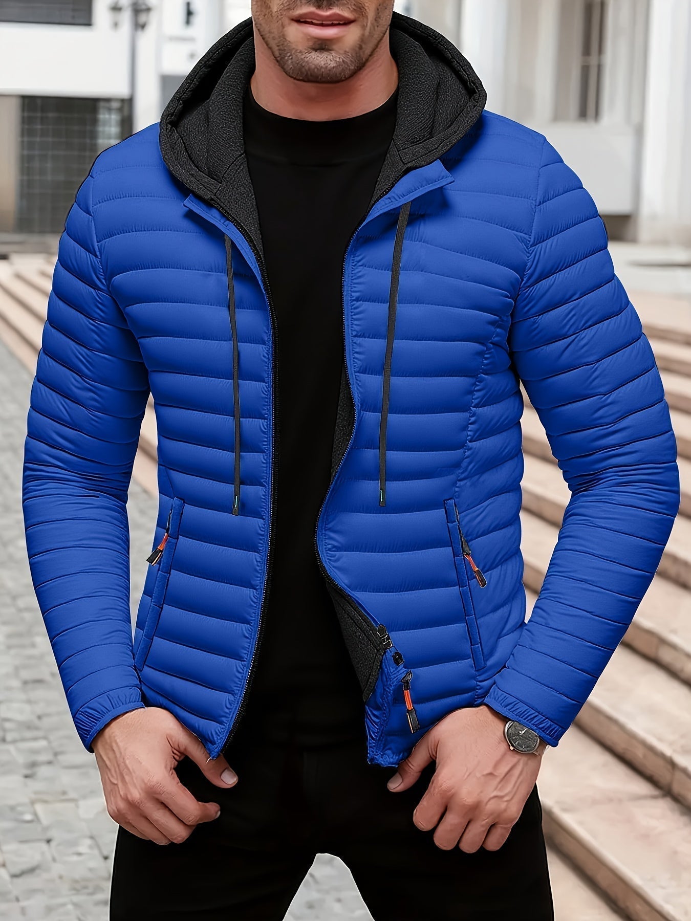 Dielmar - Quilted Hooded Jacket with Front Zipper
