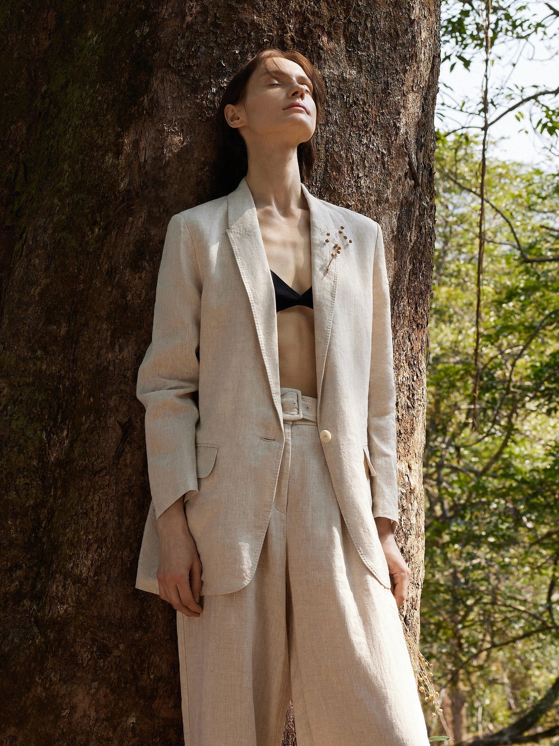 100% Linen Women's Jacket with Back Slit and One Button – LUXLY