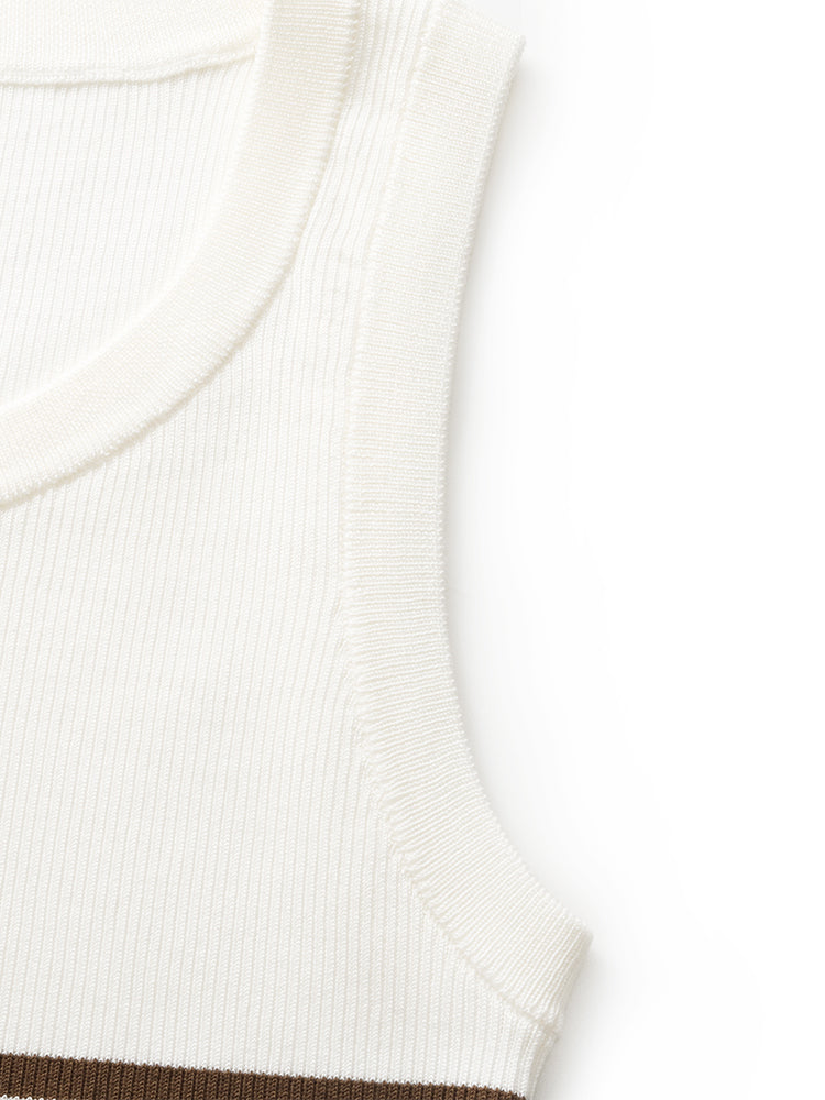Tank top made of fabric with acetate and cotton stripes