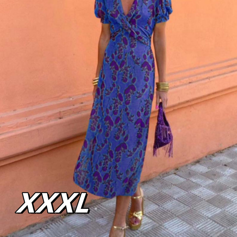 Dress with Slit and Floral Pattern