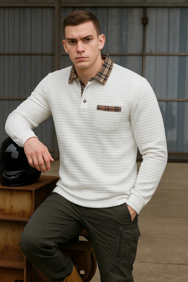 Henry | Structured Check Pattern & Long Sleeve Polo