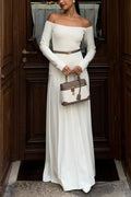 Jasmin Retro Maxi Dress with Bardot Neckline