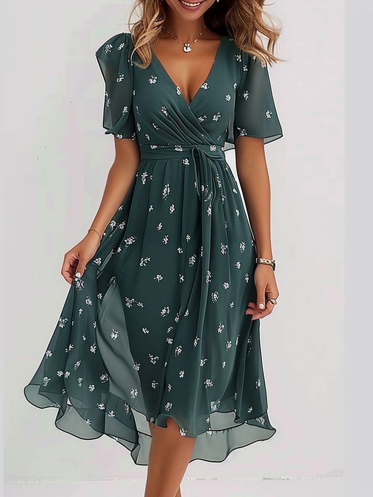 Retro Green Midi Dress