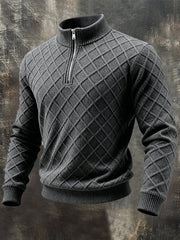 Leandro | Retro Knit Jacquard Patchwork Henley Sweatshirt