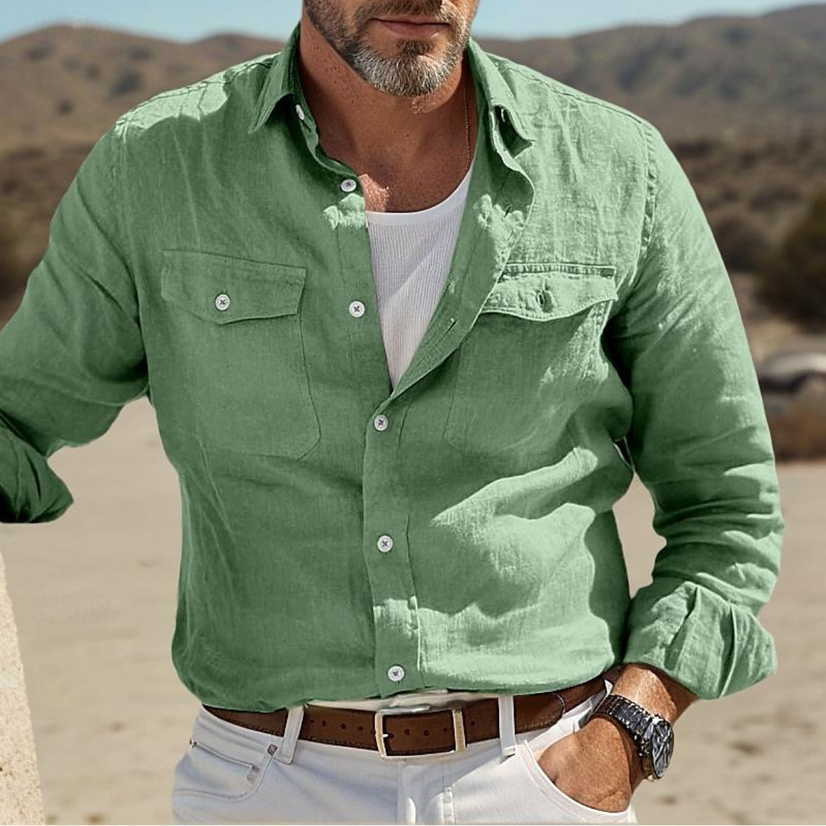 Isak | Solid Color Shirt with Chest Pocket