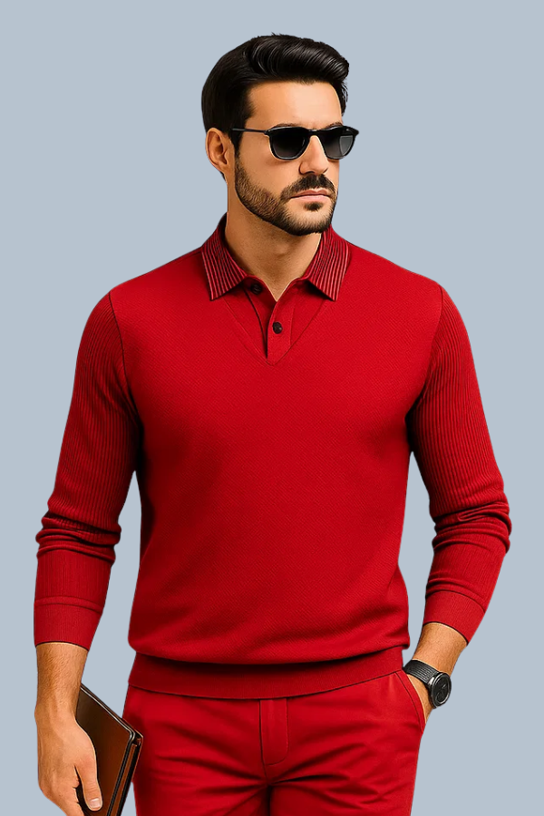 River | Striped Lapel Fake Two-Piece Shirt