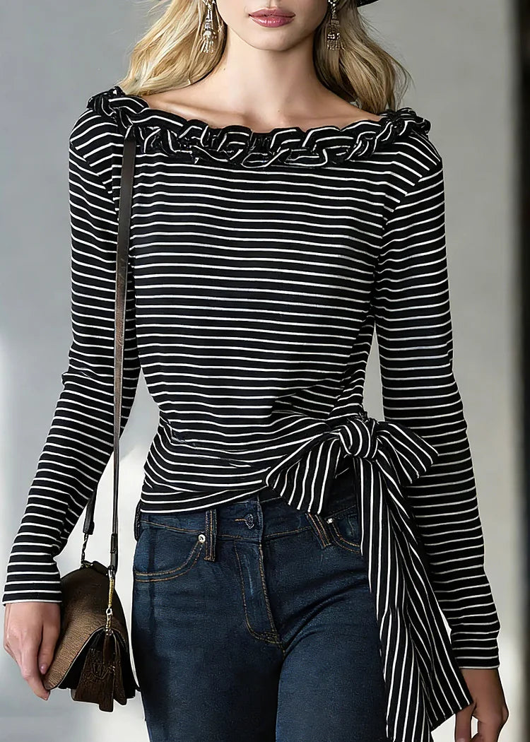 Nerina | T-Shirt with Stripes and Tie