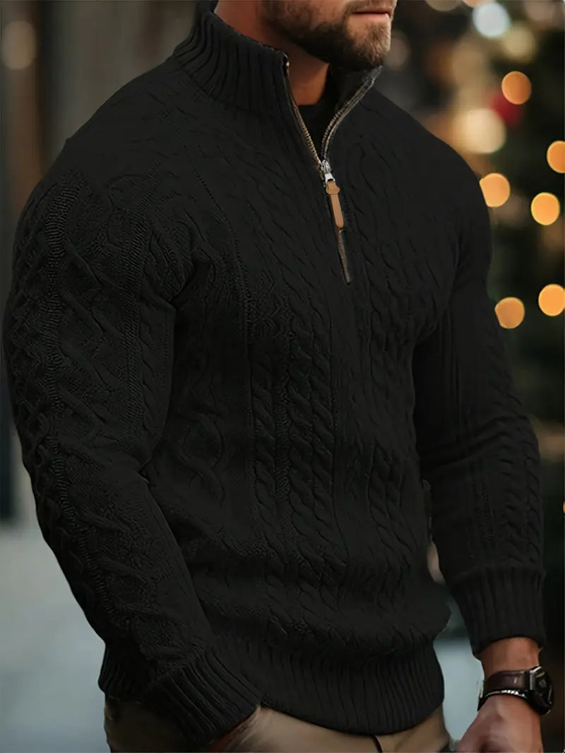 Rabada | Pullover with Half Zipper and Stand-Up Collar