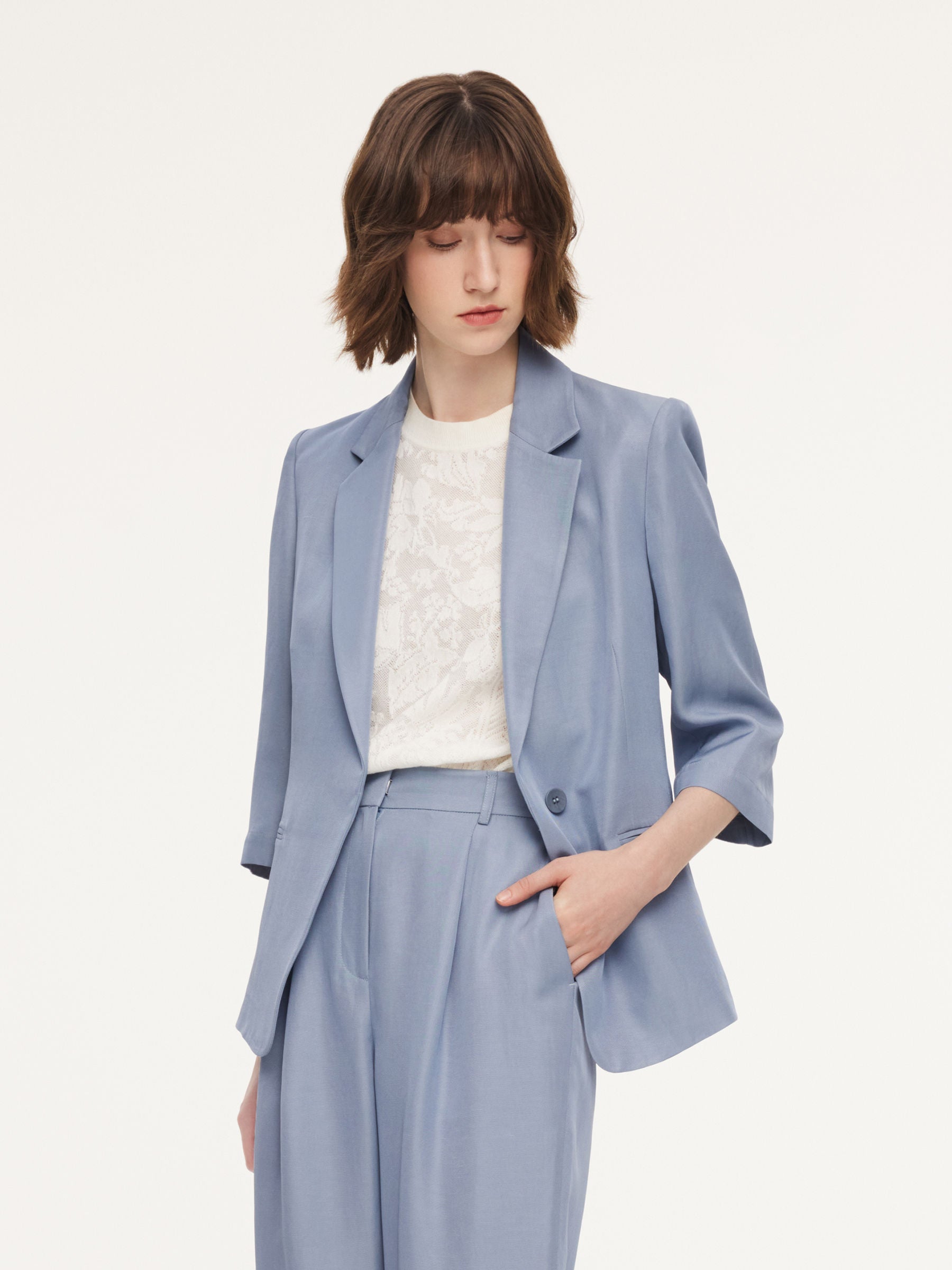 Women's Jacket Made from a Blend of Acetate, Tencel, and Linen