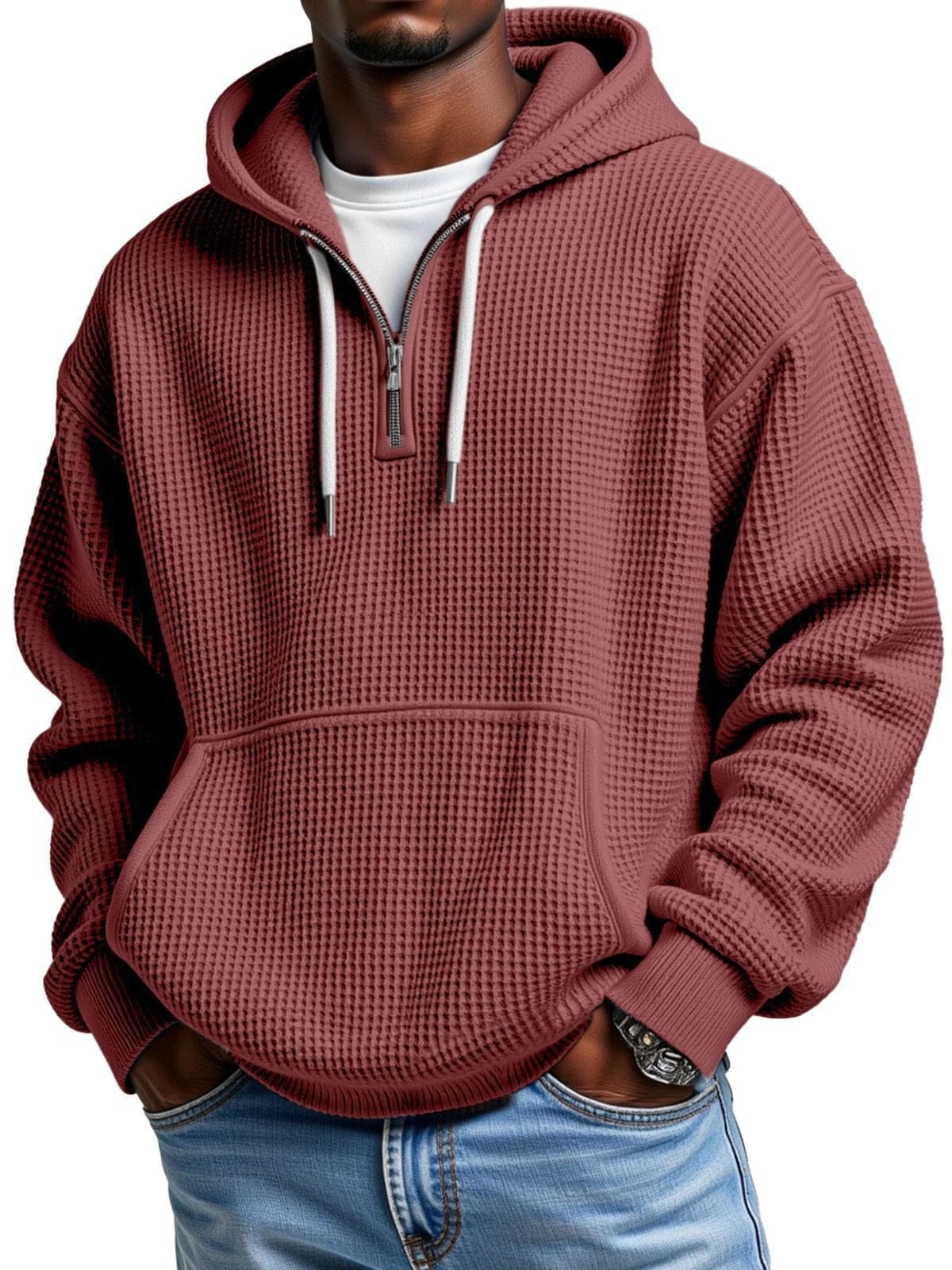 André | Waffle Quarter-Zip Hoodie