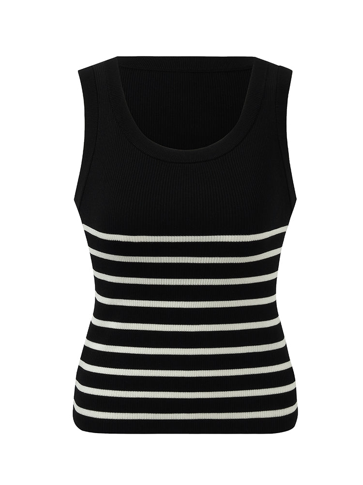Tank top made of fabric with acetate and cotton stripes
