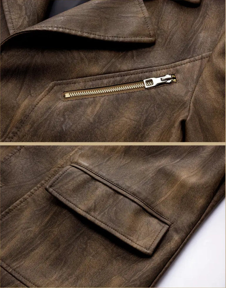 Julien – Leather Jacket with Locomotive Collar