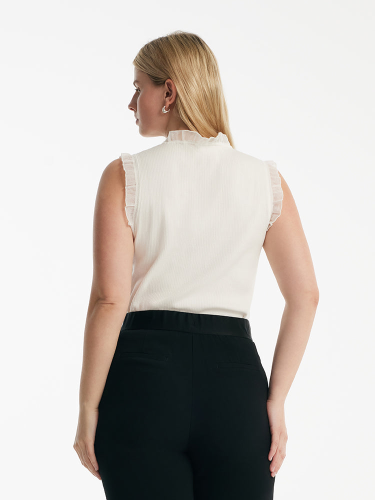 Women's Top with Ruffles Made of Tencel and Wool