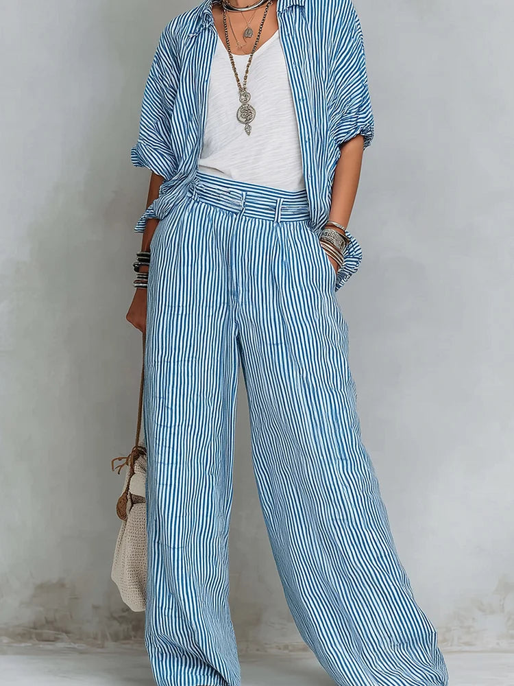 Orielle | Set with Striped Shirt and Wide Pants