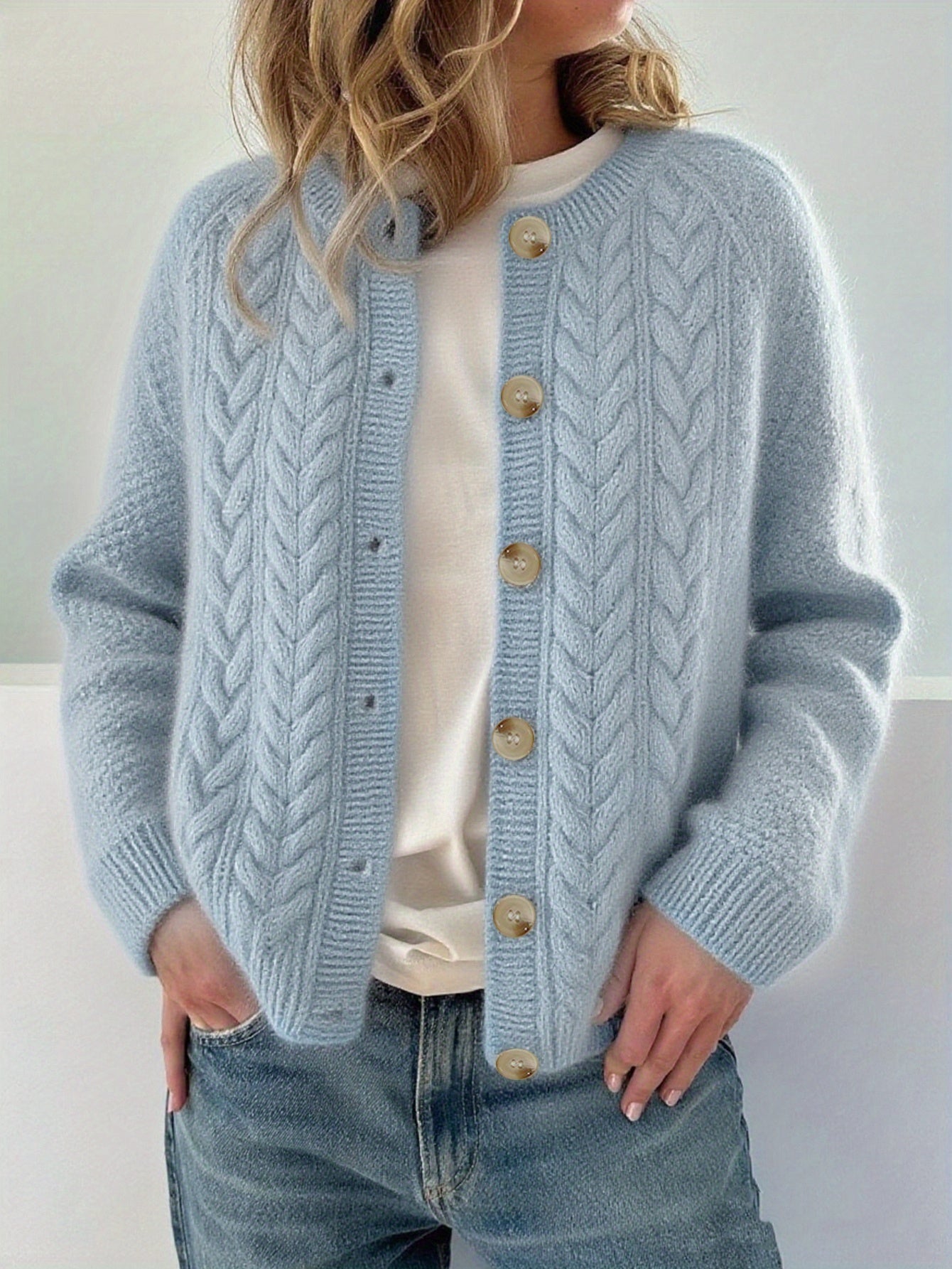 Dwina™ Cardigan with Buttons and Cable Knit Pattern