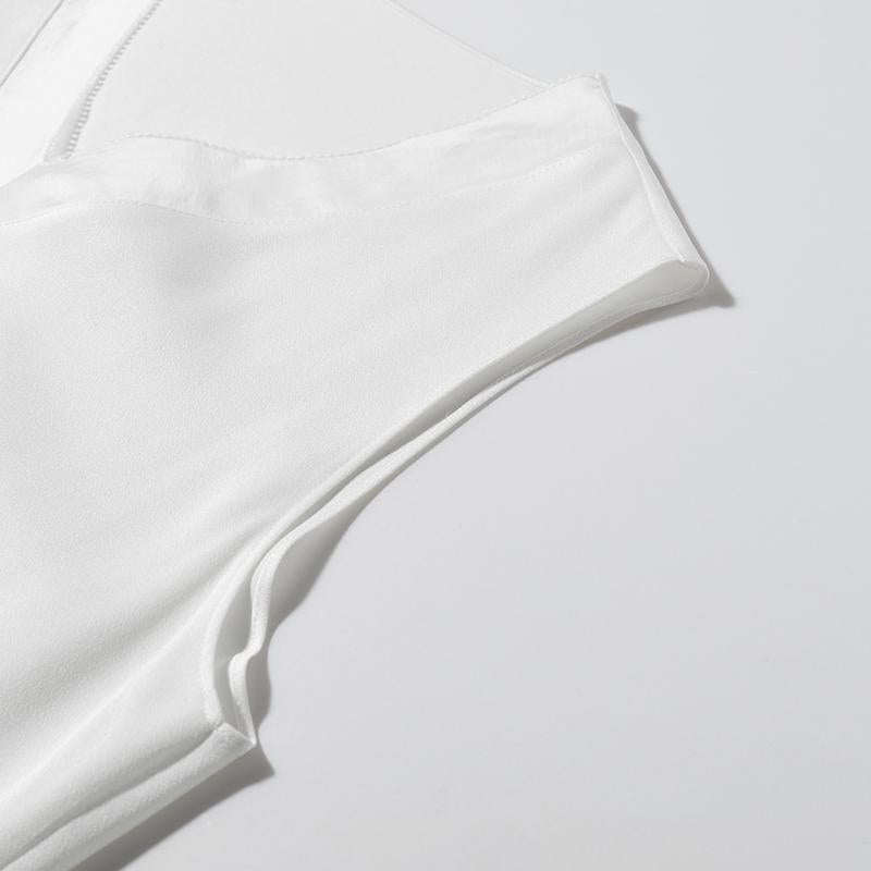 White V-neck camisole top made of acetate