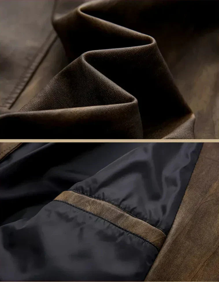 Julien – Leather Jacket with Locomotive Collar